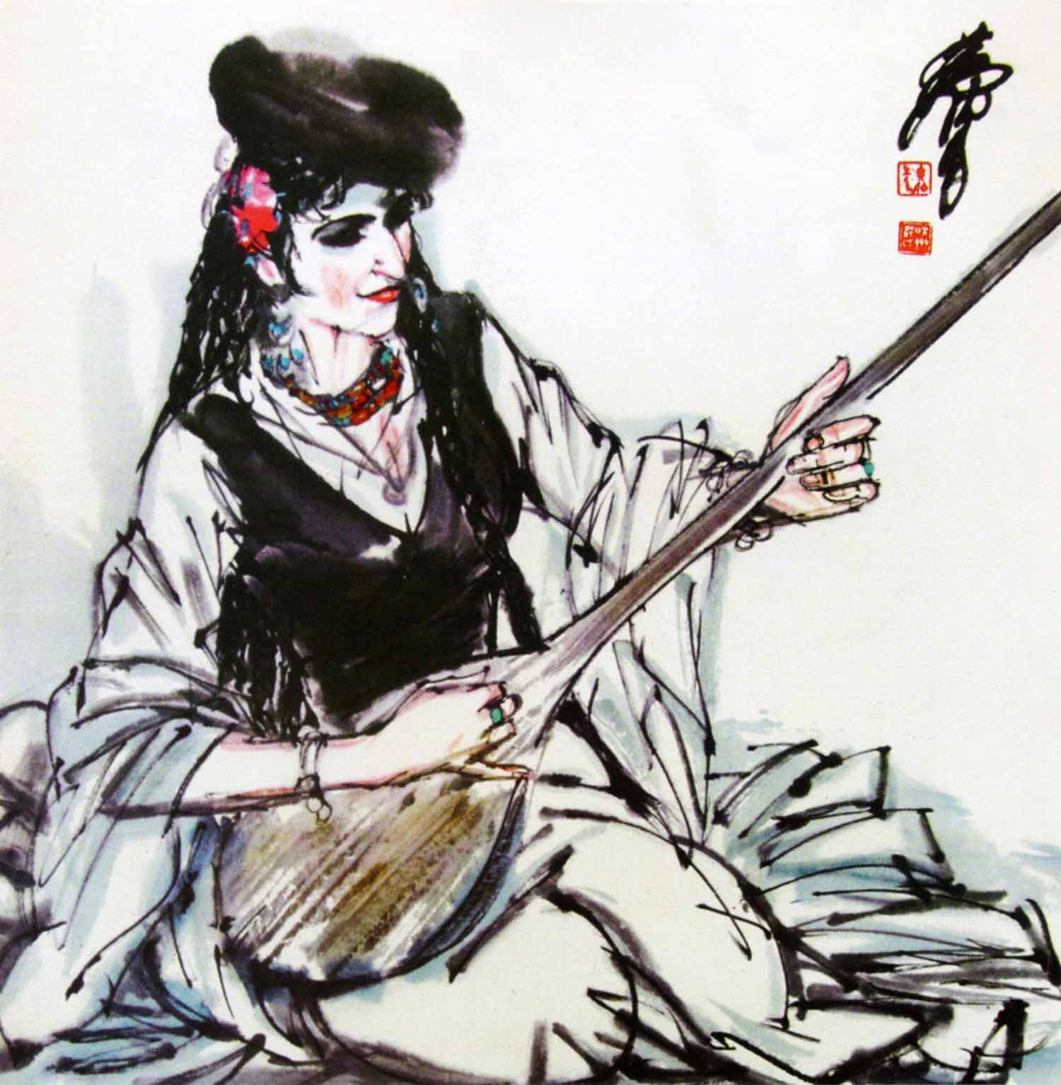 弹琴的维吾尔族少女.jpg